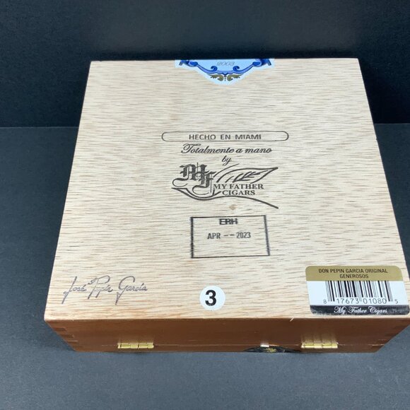 Cigar Box Don Pepin Garcia Original Generosos Empty Wooden Humidor, Hinged Top - Picture 5 of 10